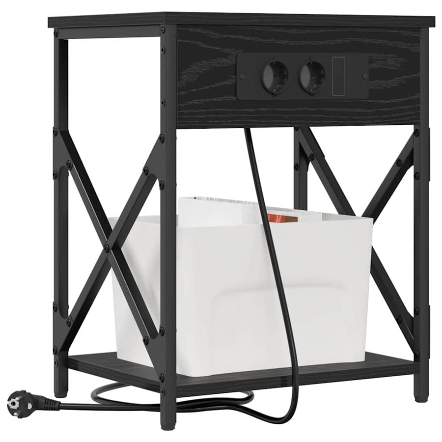 Nachtkastje 2 pcs Zwart eiken 41 x 31 x 51 cm Bewerkt hout
