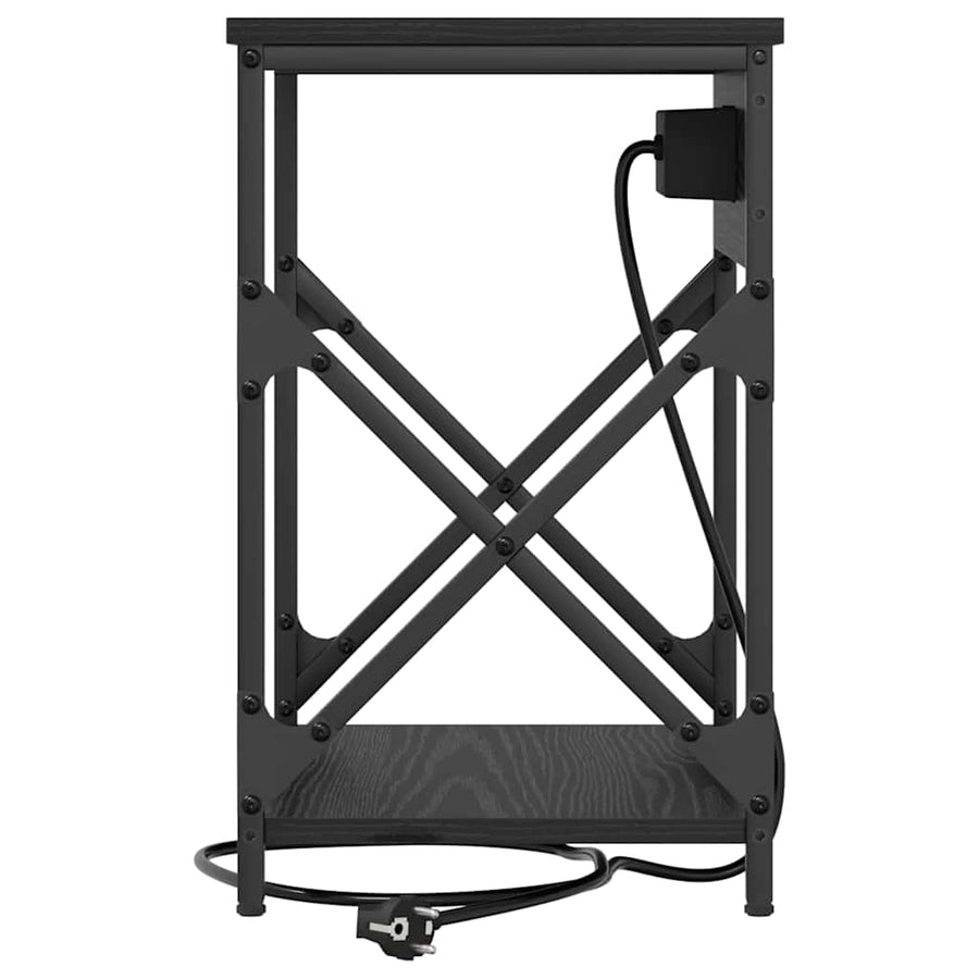 Nachtkastje 2 pcs Zwart eiken 41 x 31 x 51 cm Bewerkt hout