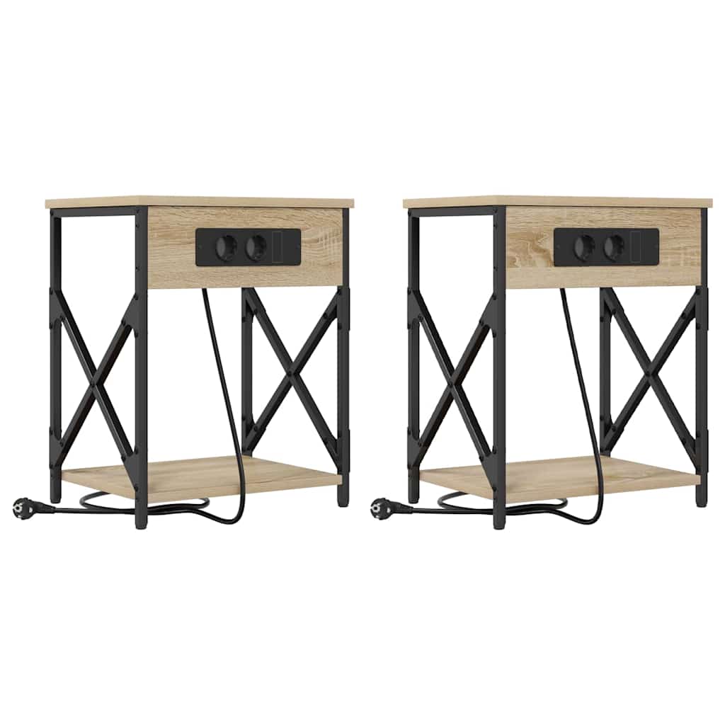 Nachtkastje 2 pcs Sonoma eiken 41 x 31 x 51 cm Bewerkt hout