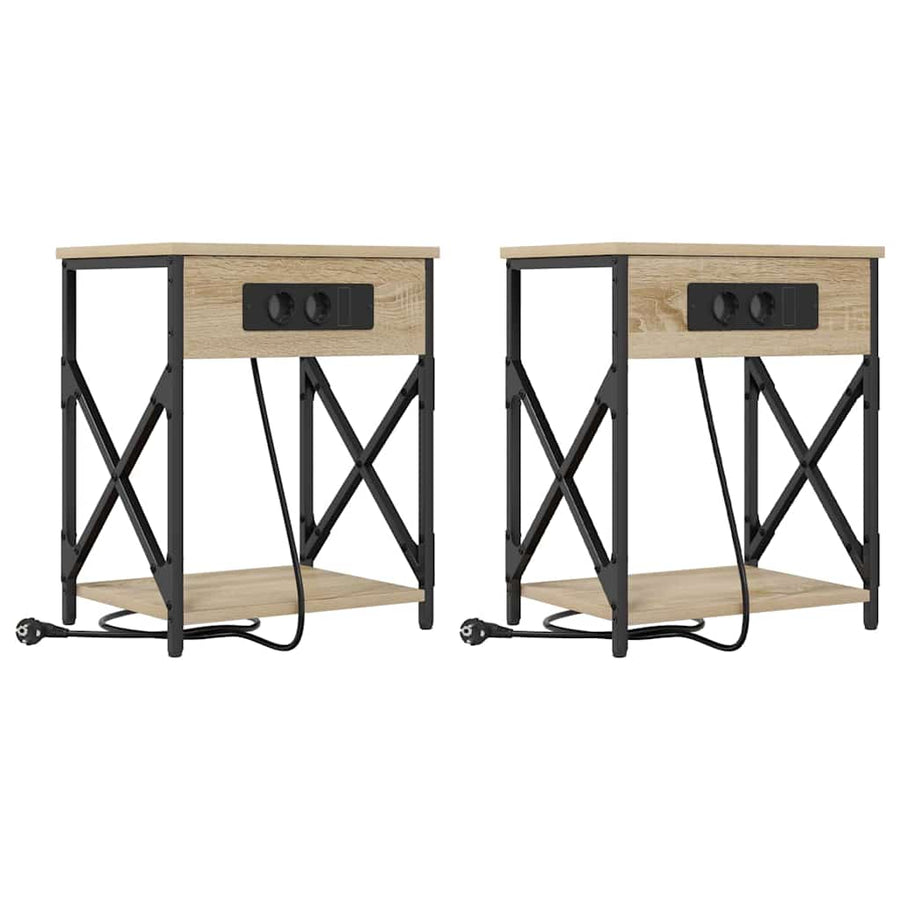 Nachtkastje 2 pcs Sonoma eiken 41 x 31 x 51 cm Bewerkt hout