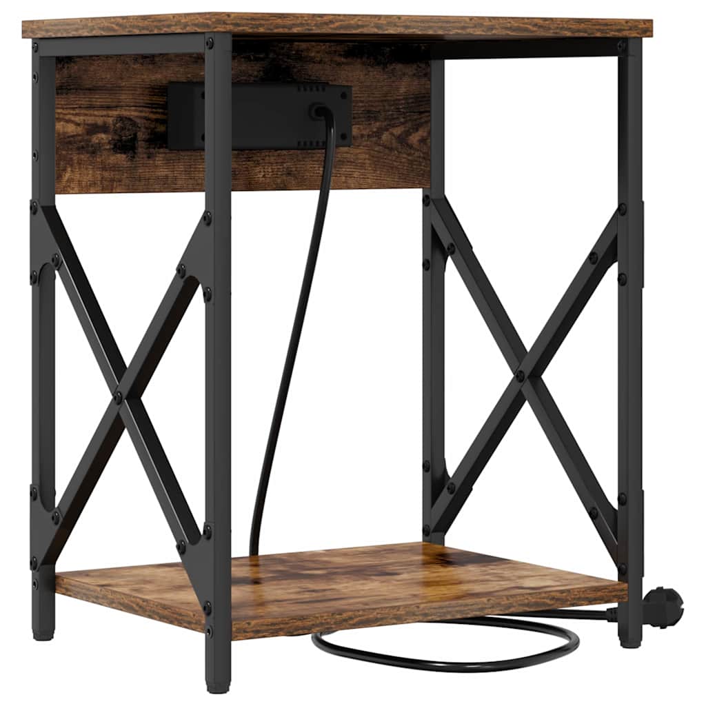 Nachtkastje met lade Gerookt eiken 41 x 31 x 51 cm Bewerkt hout