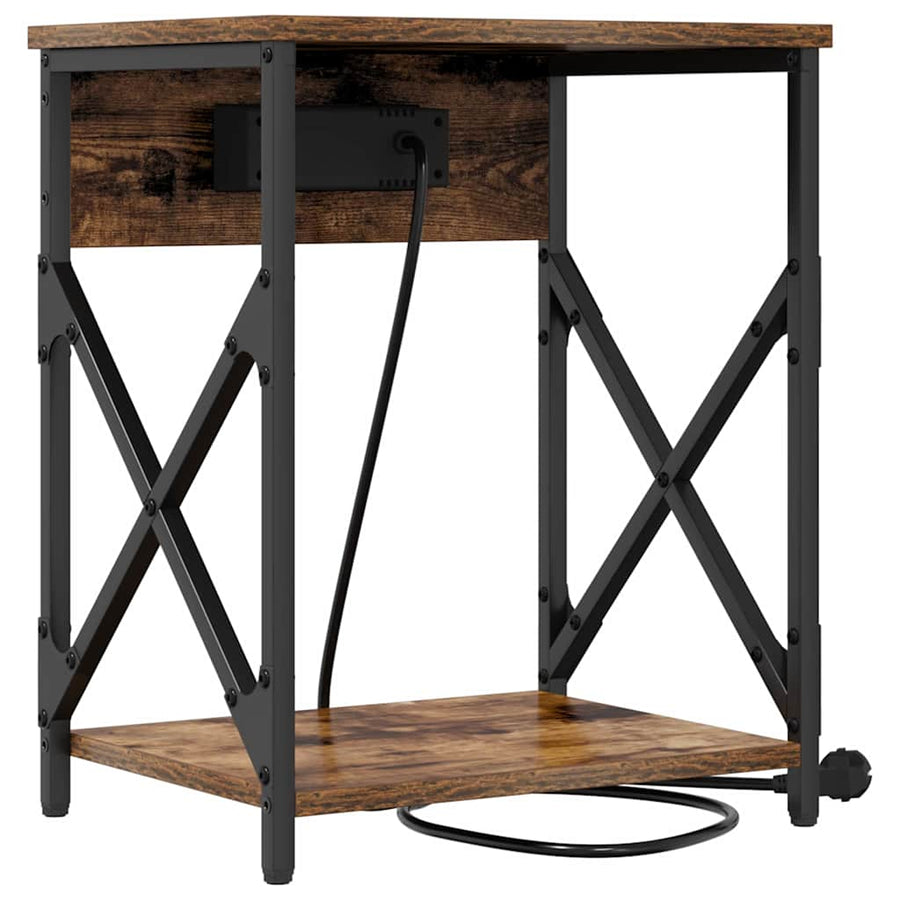 Nachtkastje met lade Gerookt eiken 41 x 31 x 51 cm Bewerkt hout