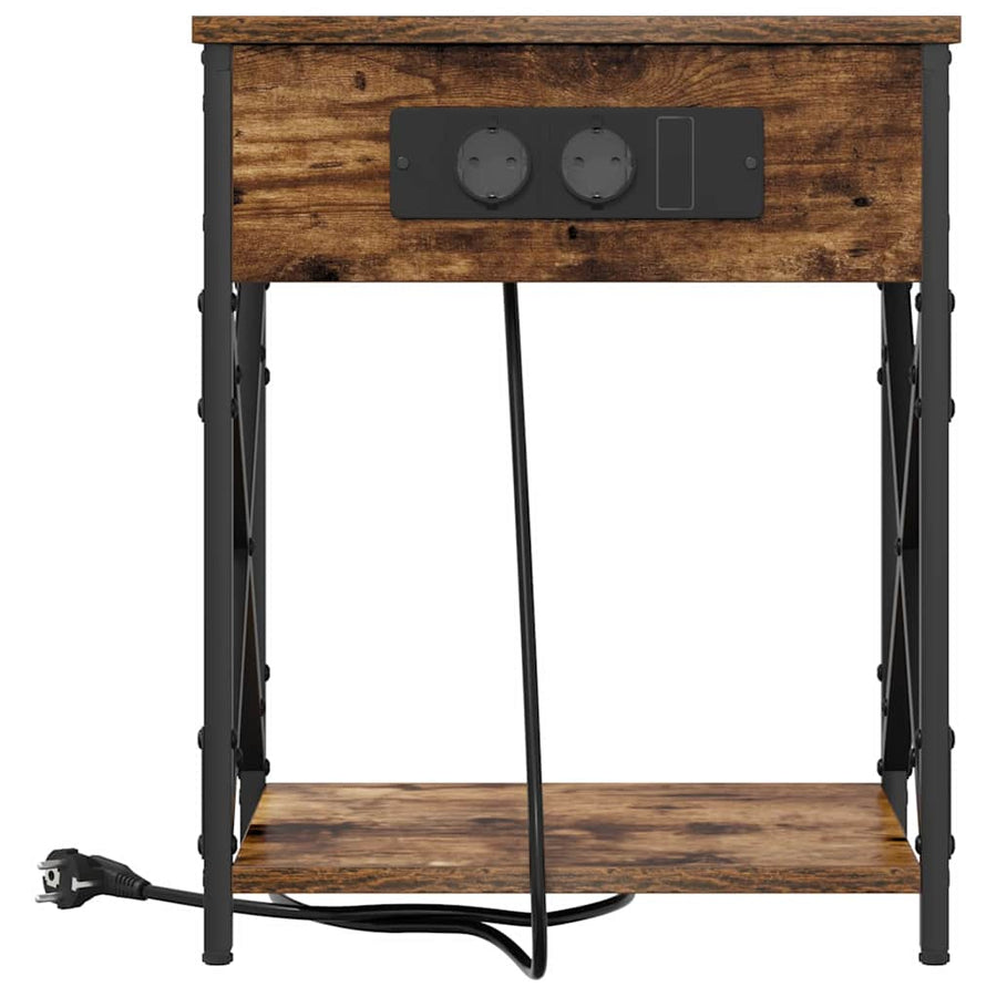 Nachtkastje met lade Gerookt eiken 41 x 31 x 51 cm Bewerkt hout