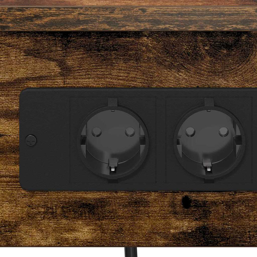 Nachtkastje 2 pcs Gerookt eiken 41 x 31 x 51 cm Bewerkt hout