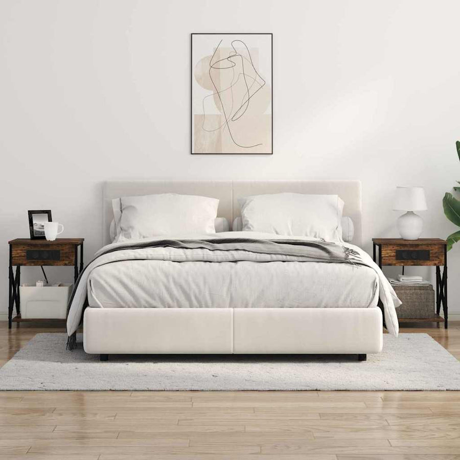 Nachtkastje 2 pcs Gerookt eiken 41 x 31 x 51 cm Bewerkt hout