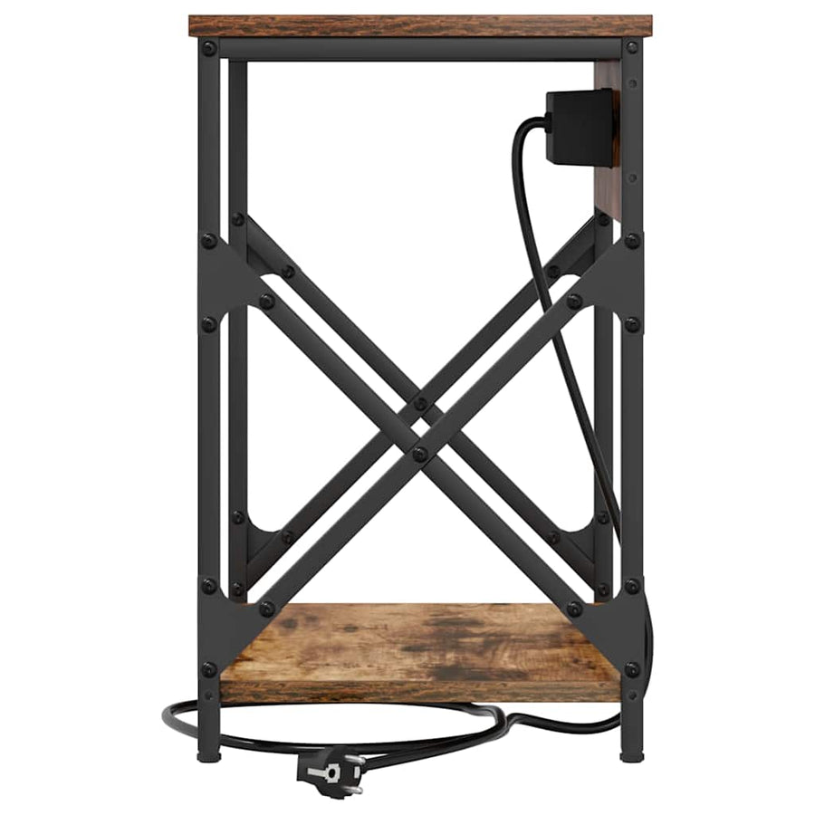 Nachtkastje 2 pcs Gerookt eiken 41 x 31 x 51 cm Bewerkt hout