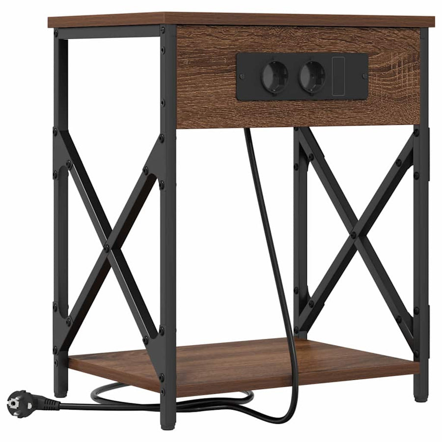 Nachtkastje bruin eikenkleur 41 x 31 x 51 cm Bewerkt hout