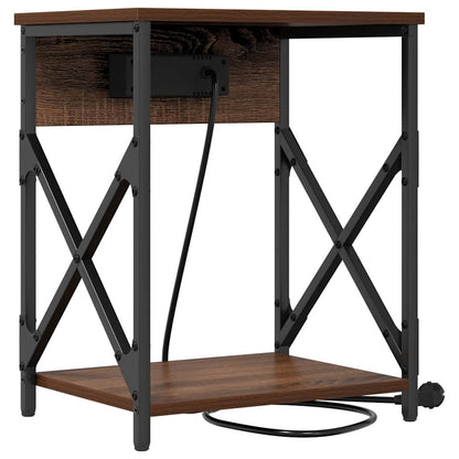 Nachtkastje bruin eikenkleur 41 x 31 x 51 cm Bewerkt hout