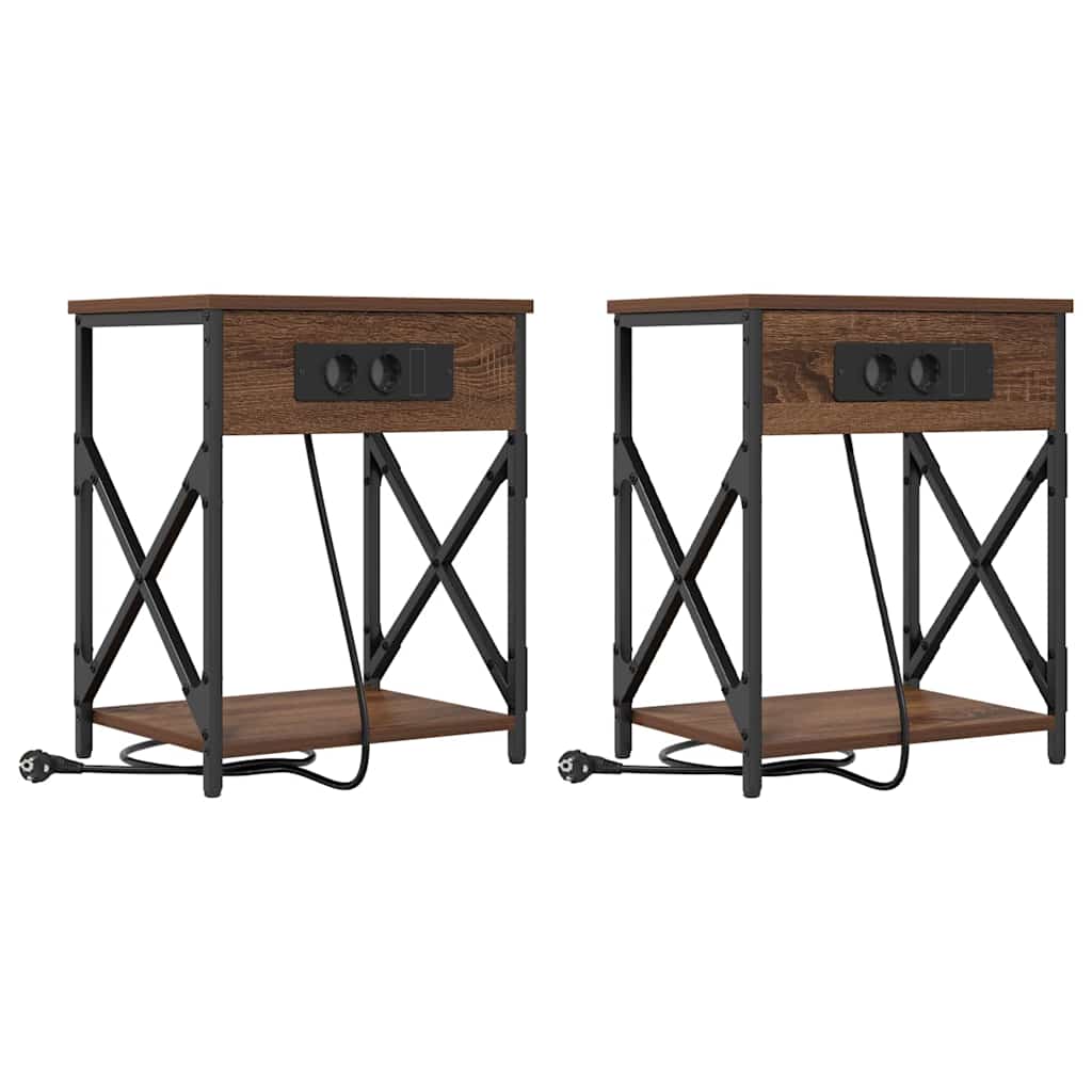 Nachtkastje 2 pcs bruin eikenkleur 41 x 31 x 51 cm Bewerkt hout