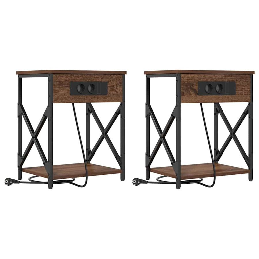 Nachtkastje 2 pcs bruin eikenkleur 41 x 31 x 51 cm Bewerkt hout
