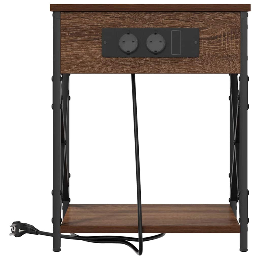 Nachtkastje 2 pcs bruin eikenkleur 41 x 31 x 51 cm Bewerkt hout