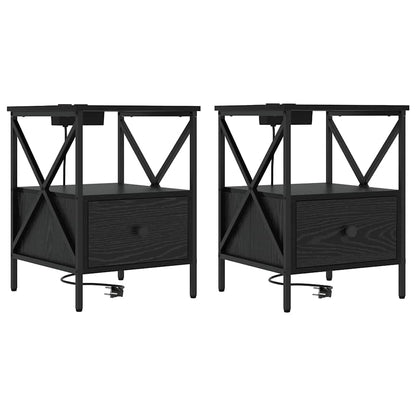 Nachtkastje 2 pcs Zwart eiken 41,5 x 40,5 x 55 cm Bewerkt hout