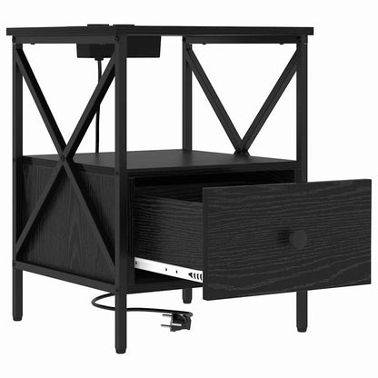 Nachtkastje 2 pcs Zwart eiken 41,5 x 40,5 x 55 cm Bewerkt hout