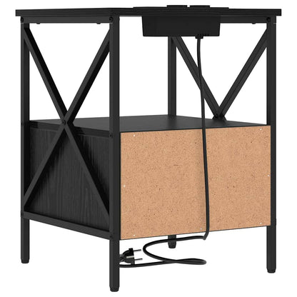 Nachtkastje 2 pcs Zwart eiken 41,5 x 40,5 x 55 cm Bewerkt hout