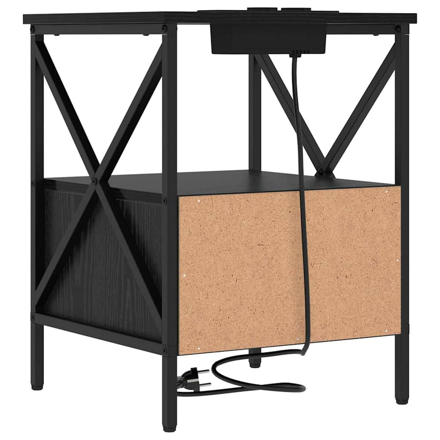 Nachtkastje 2 pcs Zwart eiken 41,5 x 40,5 x 55 cm Bewerkt hout