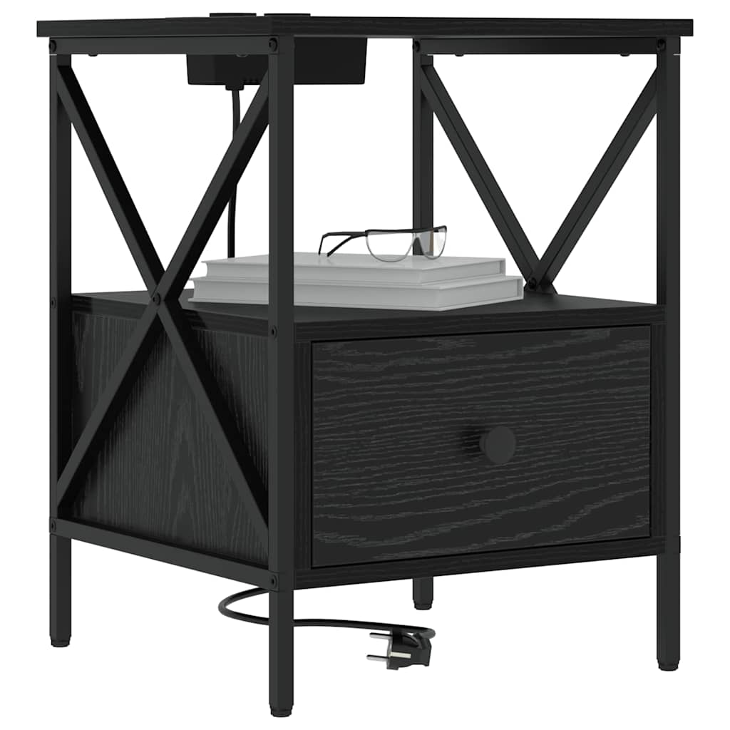 Nachtkastje 2 pcs Zwart eiken 41,5 x 40,5 x 55 cm Bewerkt hout