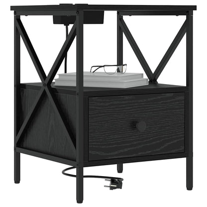 Nachtkastje 2 pcs Zwart eiken 41,5 x 40,5 x 55 cm Bewerkt hout