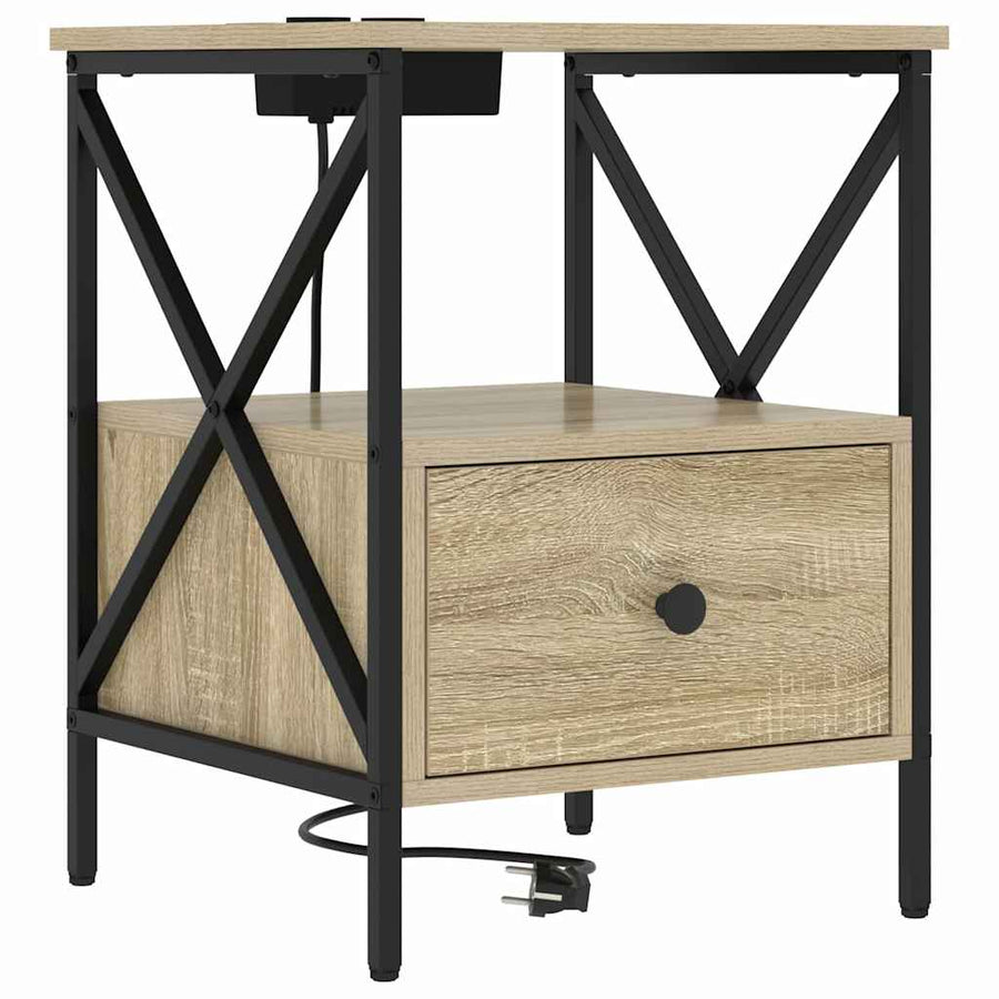 Nachtkastje Sonoma eiken 41,5 x 40,5 x 55 cm Bewerkt hout