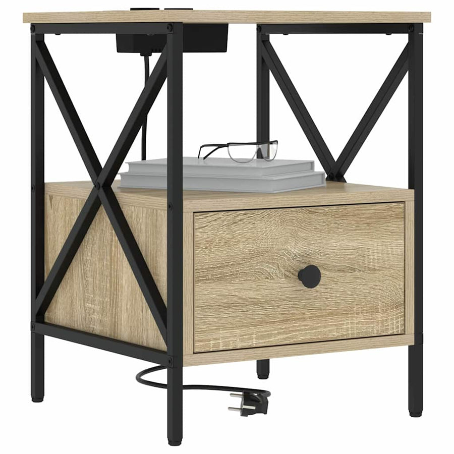 Nachtkastje Sonoma eiken 41,5 x 40,5 x 55 cm Bewerkt hout