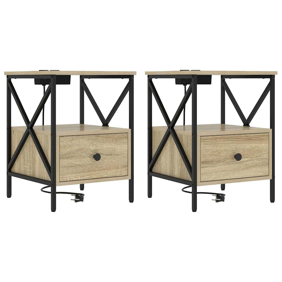 Nachtkastje 2 pcs Sonoma eiken 41,5 x 40,5 x 55 cm Bewerkt hout