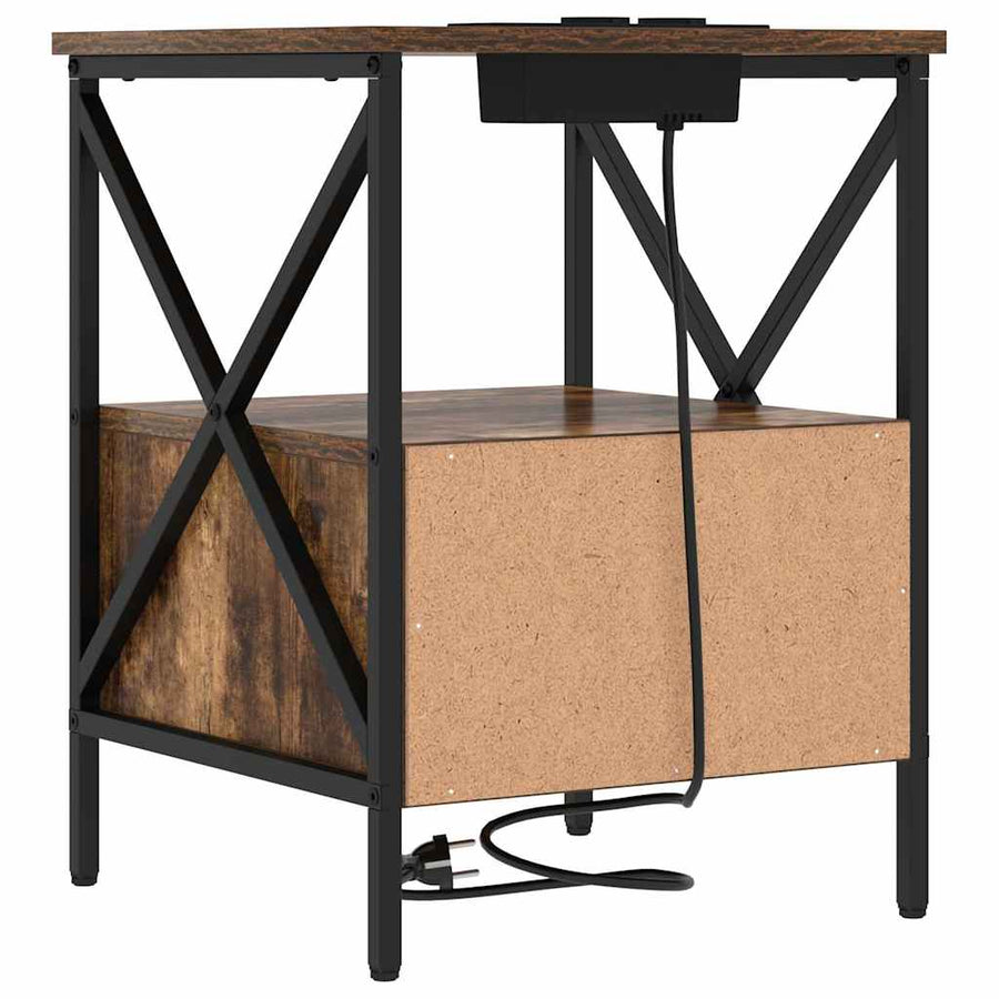 Nachtkastje Gerookt eiken 41,5 x 40,5 x 55 cm Bewerkt hout