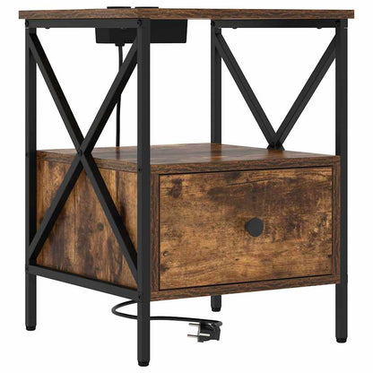 Nachtkastje met lade 2 pcs Gerookt eiken 41,5 x 40,5 x 55 cm