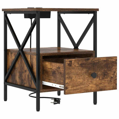 Nachtkastje met lade 2 pcs Gerookt eiken 41,5 x 40,5 x 55 cm
