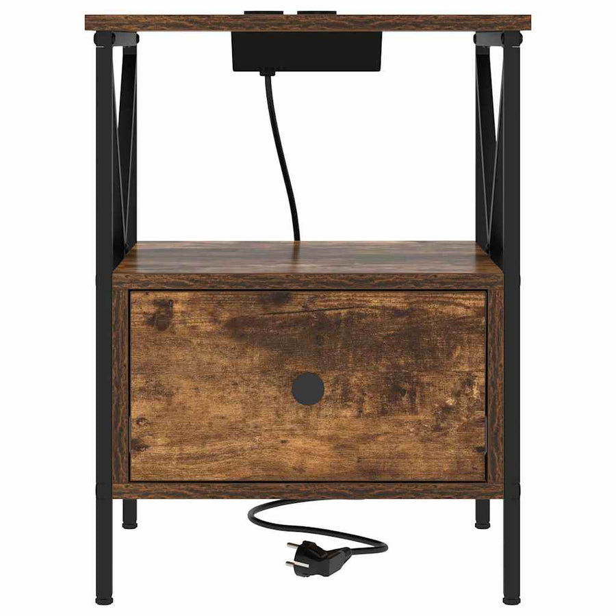 Nachtkastje met lade 2 pcs Gerookt eiken 41,5 x 40,5 x 55 cm