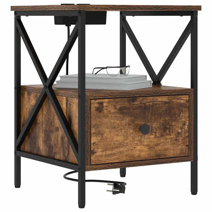 Nachtkastje met lade 2 pcs Gerookt eiken 41,5 x 40,5 x 55 cm
