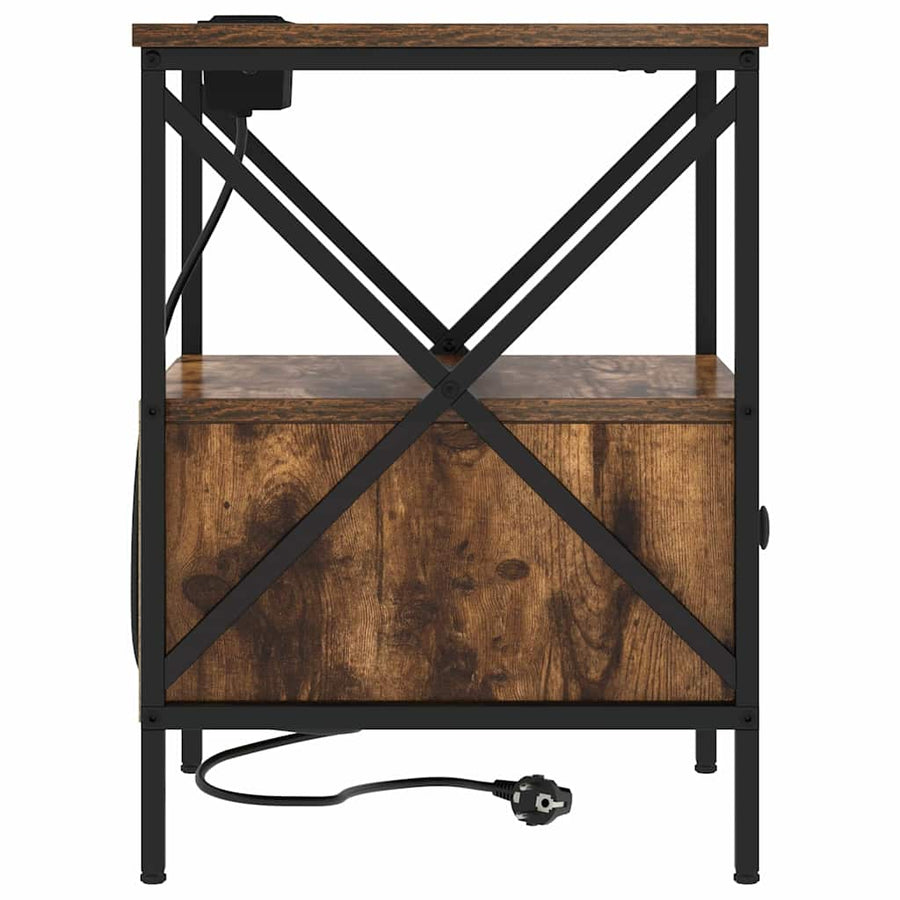 Nachtkastje met lade 2 pcs Gerookt eiken 41,5 x 40,5 x 55 cm