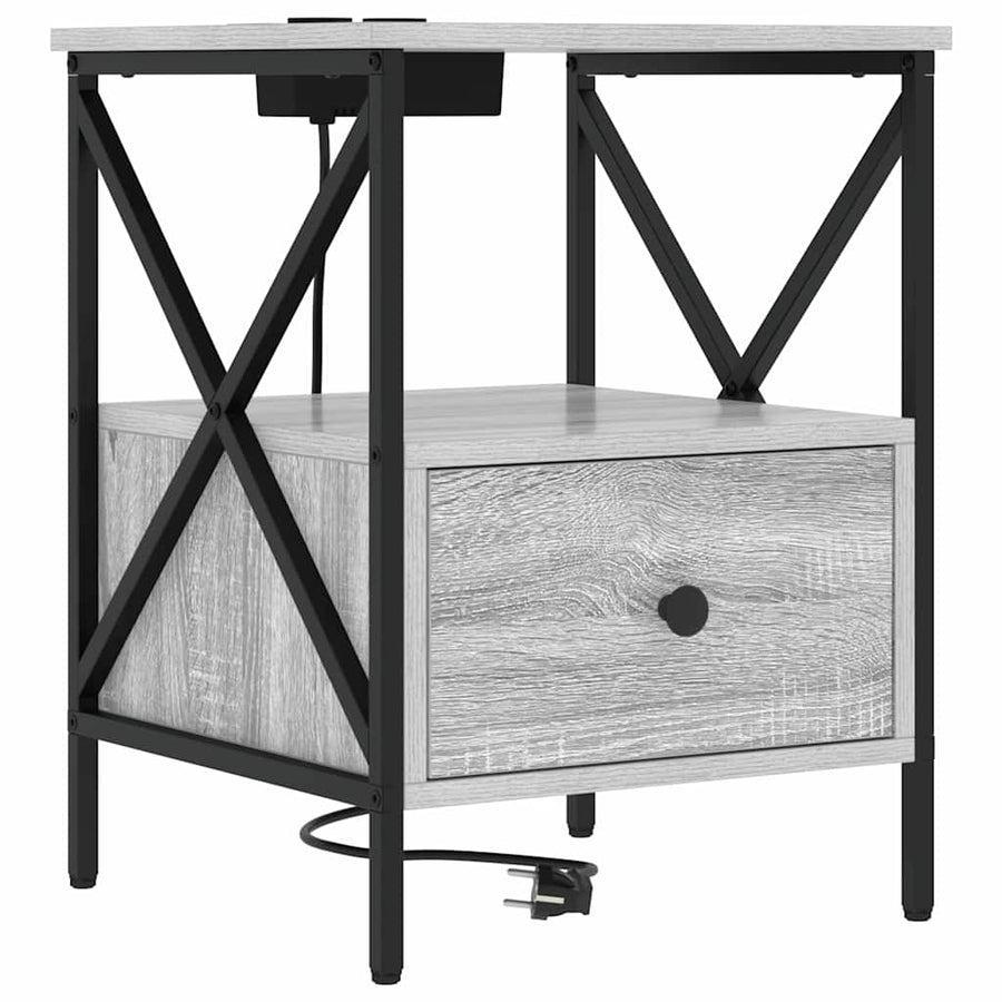 Nachtkastje Grijs sonoma 41,5 x 40,5 x 55 cm Bewerkt hout