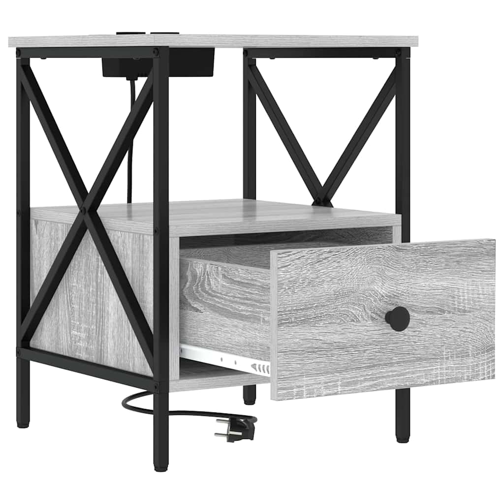 Nachtkastje Grijs sonoma 41,5 x 40,5 x 55 cm Bewerkt hout