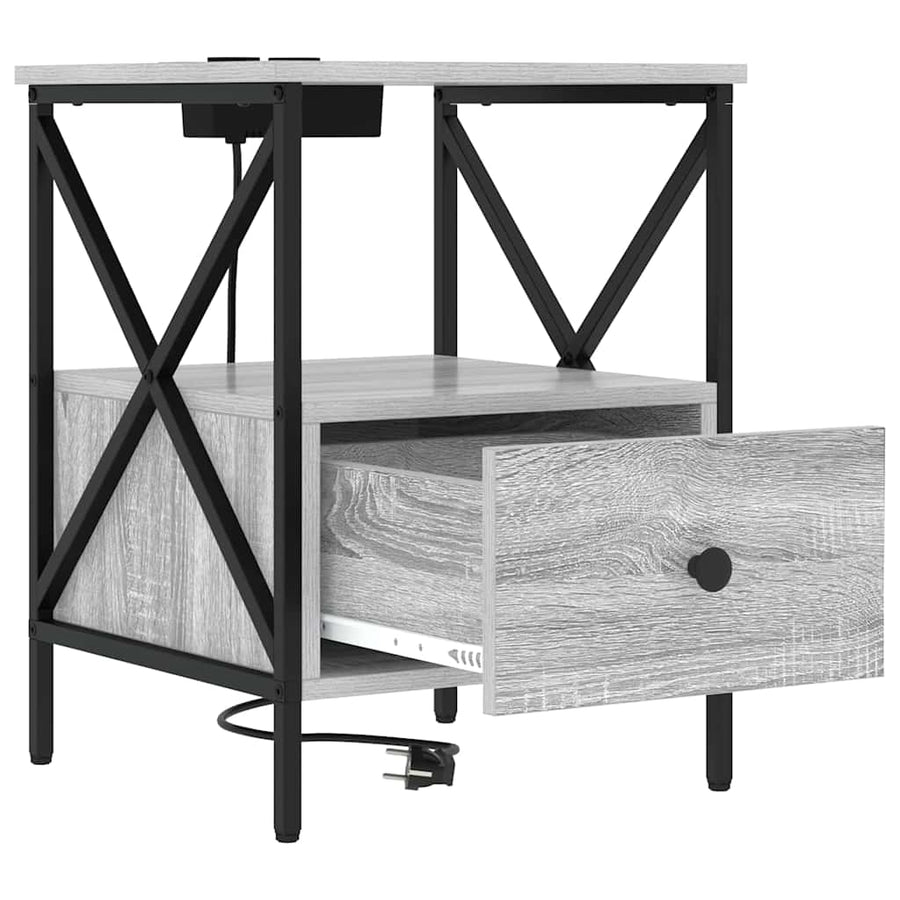 Nachtkastje Grijs sonoma 41,5 x 40,5 x 55 cm Bewerkt hout