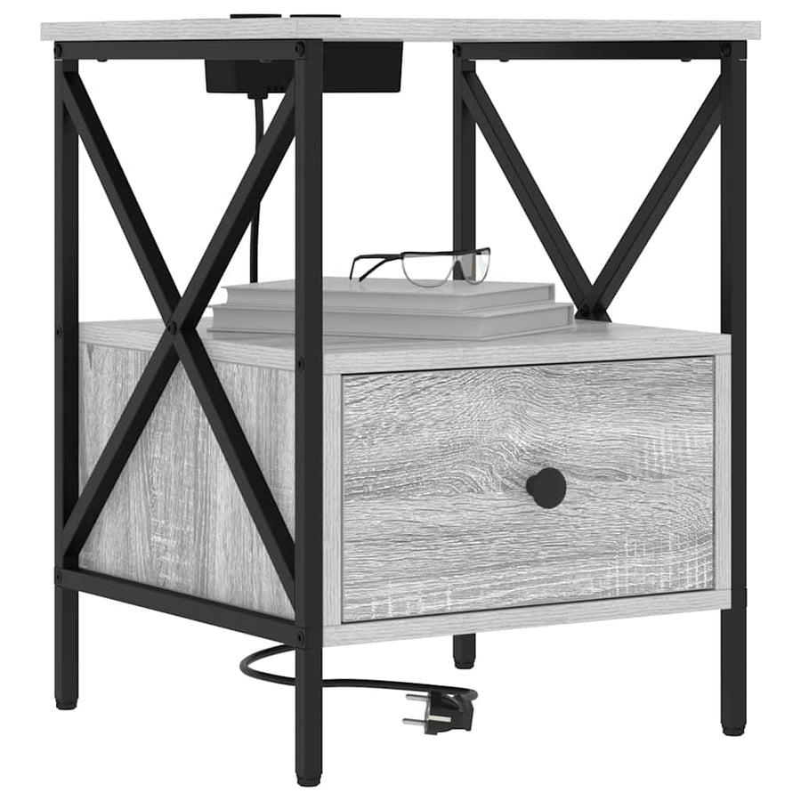 Nachtkastje Grijs sonoma 41,5 x 40,5 x 55 cm Bewerkt hout