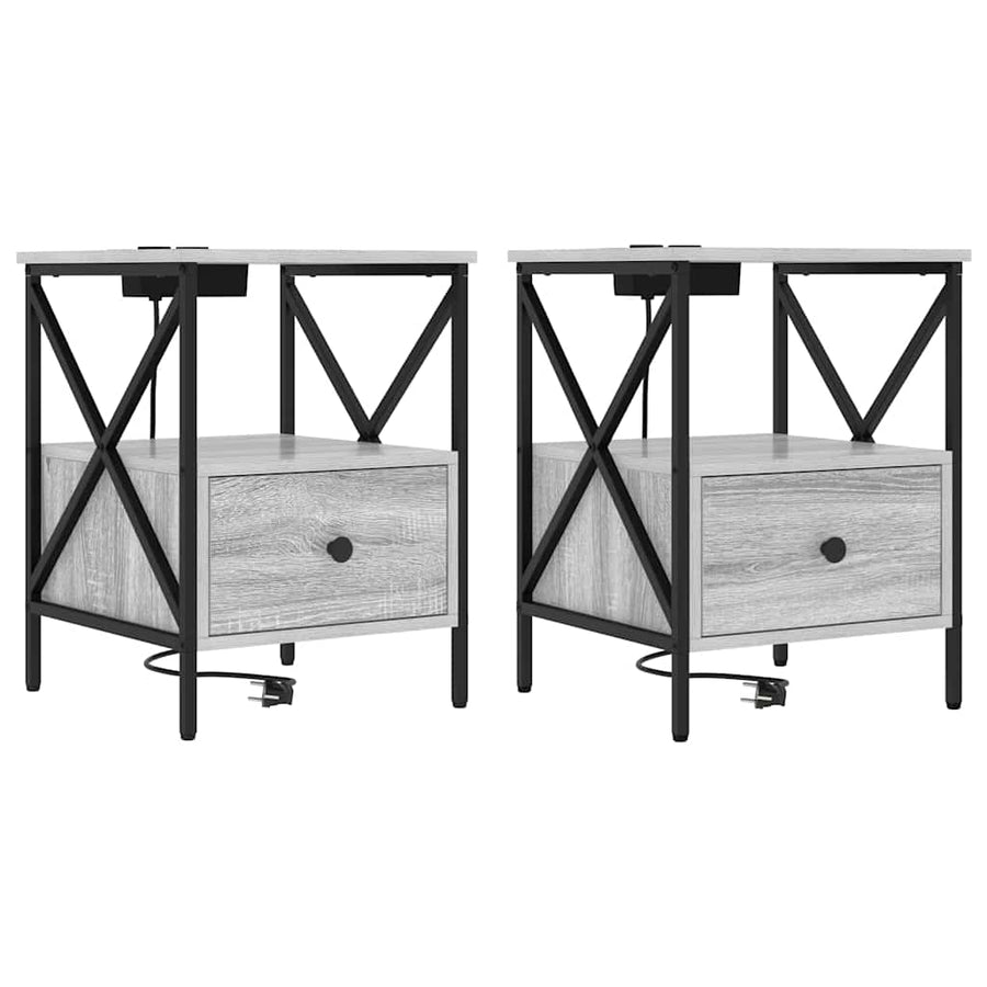 Nachtkastje 2 pcs Grijs sonoma 41,5 x 40,5 x 55 cm Bewerkt hout