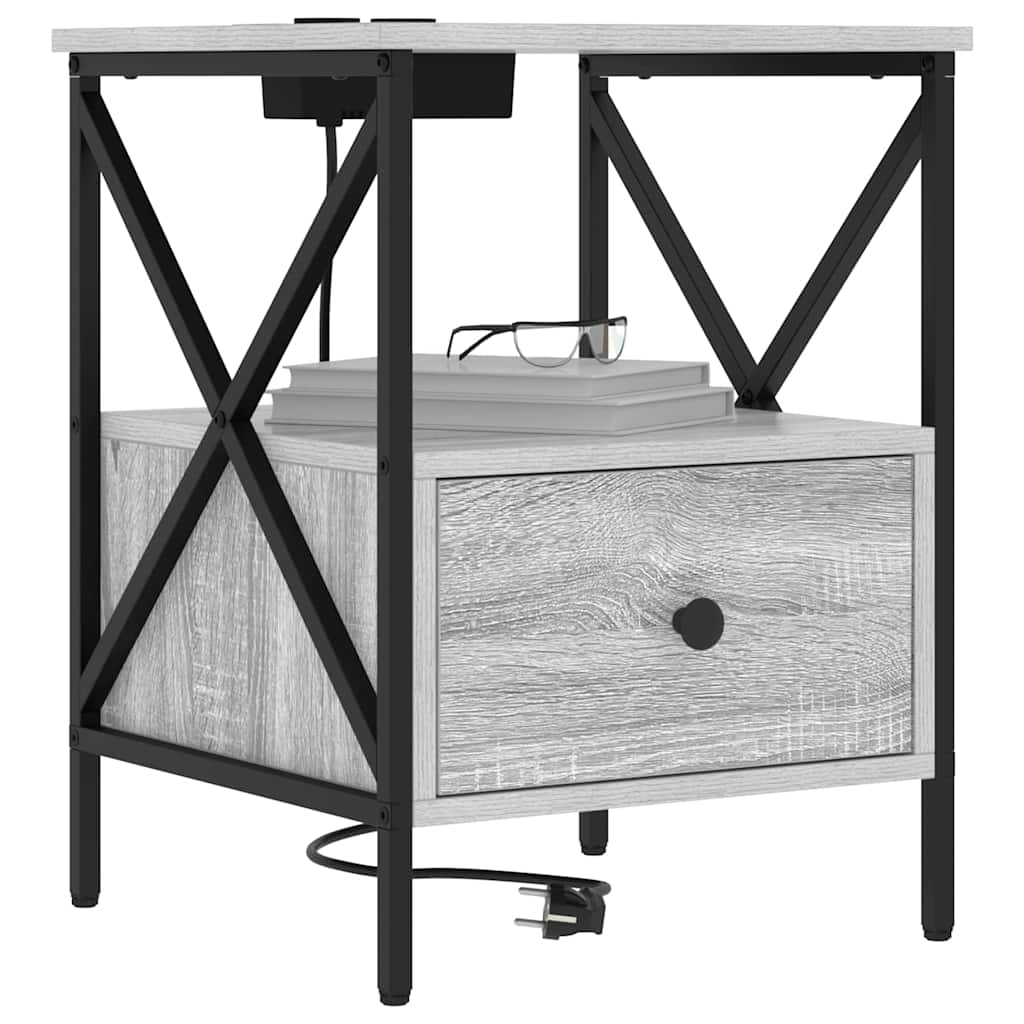 Nachtkastje 2 pcs Grijs sonoma 41,5 x 40,5 x 55 cm Bewerkt hout