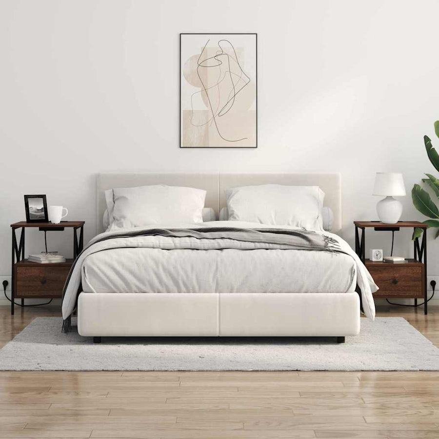 Nachtkastje met lade 2 pcs bruin eikenkleur 41,5 x 40,5 x 55 cm