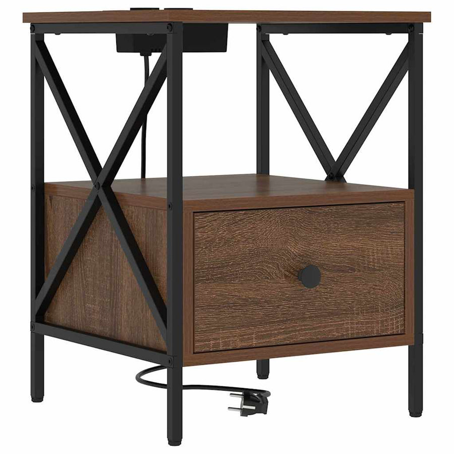 Nachtkastje met lade 2 pcs bruin eikenkleur 41,5 x 40,5 x 55 cm