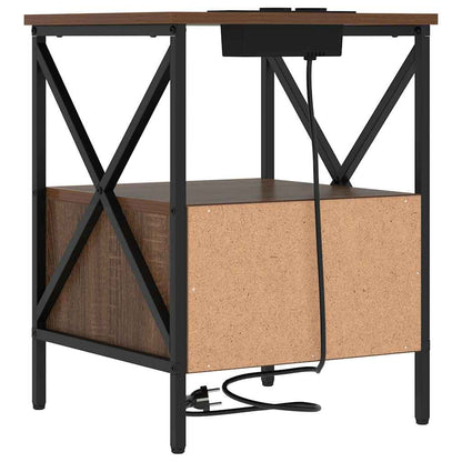 Nachtkastje met lade 2 pcs bruin eikenkleur 41,5 x 40,5 x 55 cm