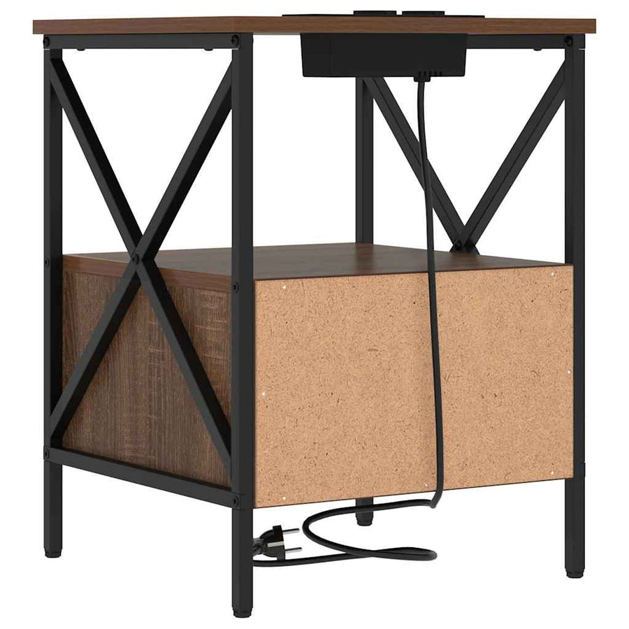Nachtkastje met lade 2 pcs bruin eikenkleur 41,5 x 40,5 x 55 cm