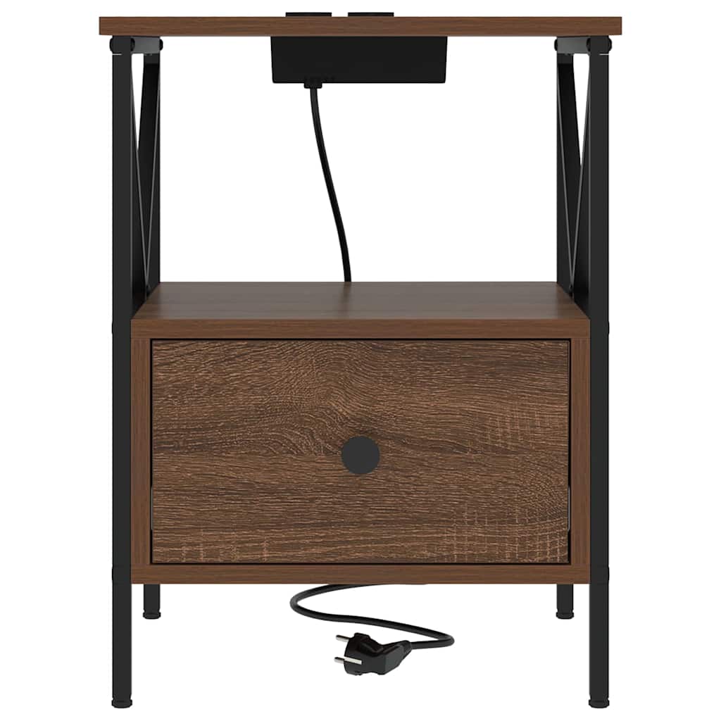 Nachtkastje met lade 2 pcs bruin eikenkleur 41,5 x 40,5 x 55 cm
