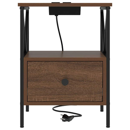 Nachtkastje met lade 2 pcs bruin eikenkleur 41,5 x 40,5 x 55 cm