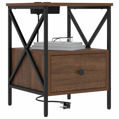 Nachtkastje met lade 2 pcs bruin eikenkleur 41,5 x 40,5 x 55 cm