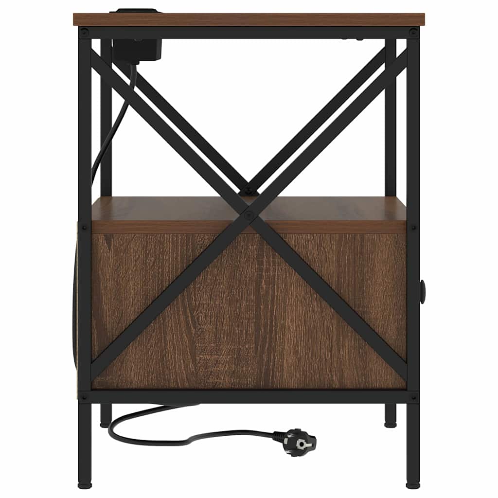 Nachtkastje met lade 2 pcs bruin eikenkleur 41,5 x 40,5 x 55 cm