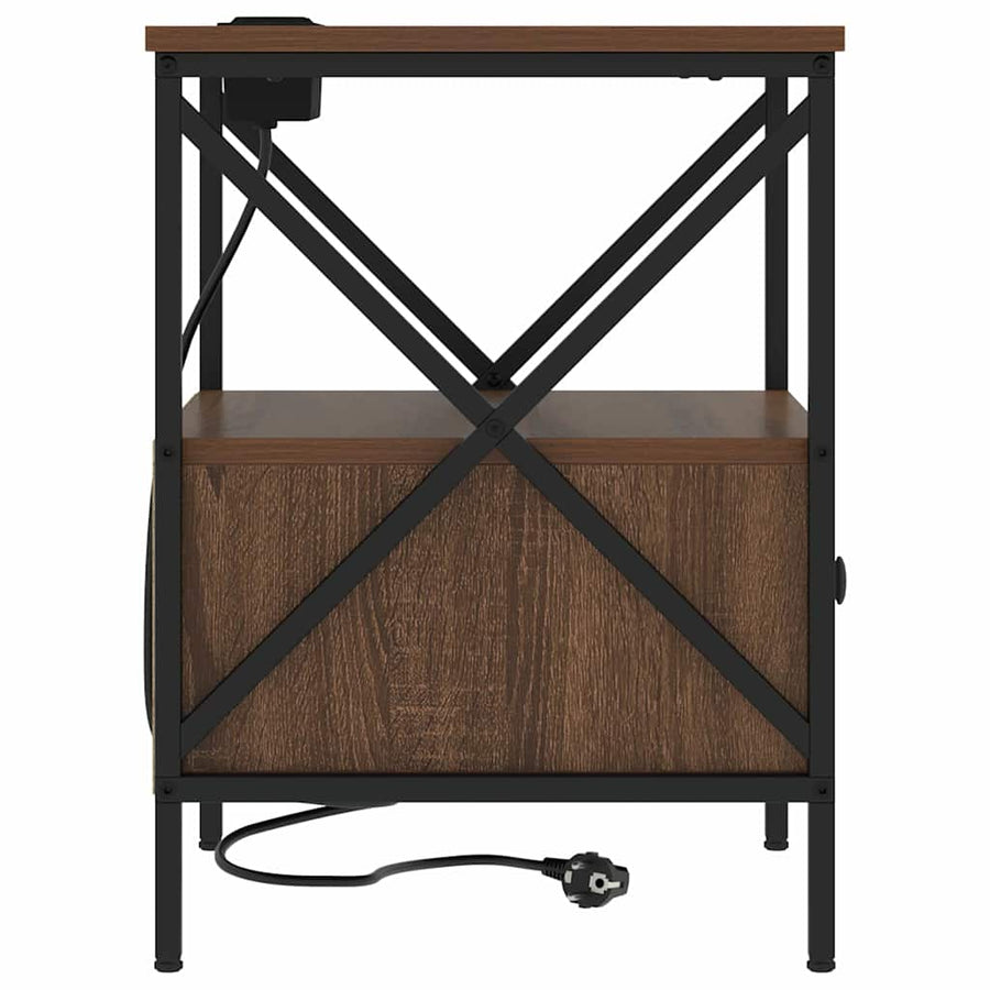 Nachtkastje met lade 2 pcs bruin eikenkleur 41,5 x 40,5 x 55 cm