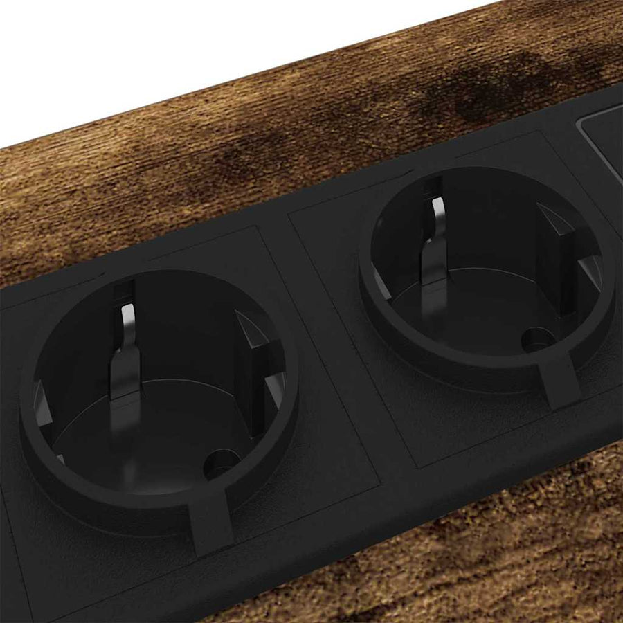 Nachtkastje met Oplaadstation 2 pcs Gerookt eiken Bewerkt hout