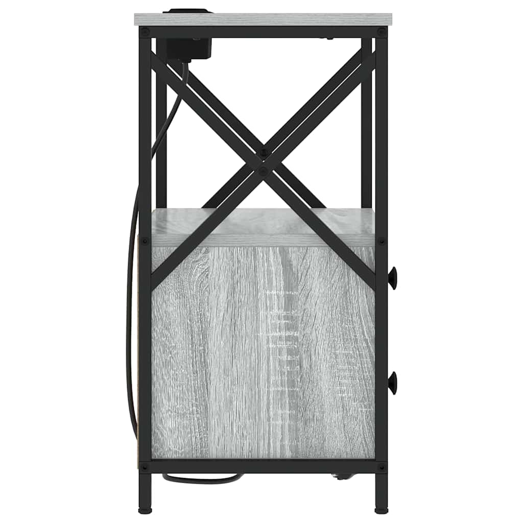 Nachtkastje met Oplaadstation 2 pcs Grijs sonoma Bewerkt hout