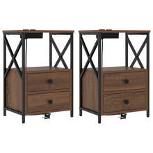 Nachtkastje met Oplaadstation met lade 2 pcs bruin eikenkleur
