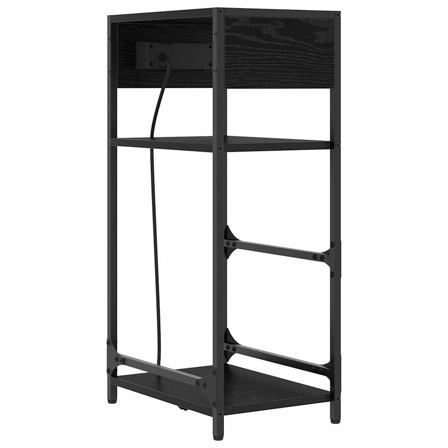 Nachtkastje met lade Zwart eiken 40 x 27 x 76 cm Bewerkt hout