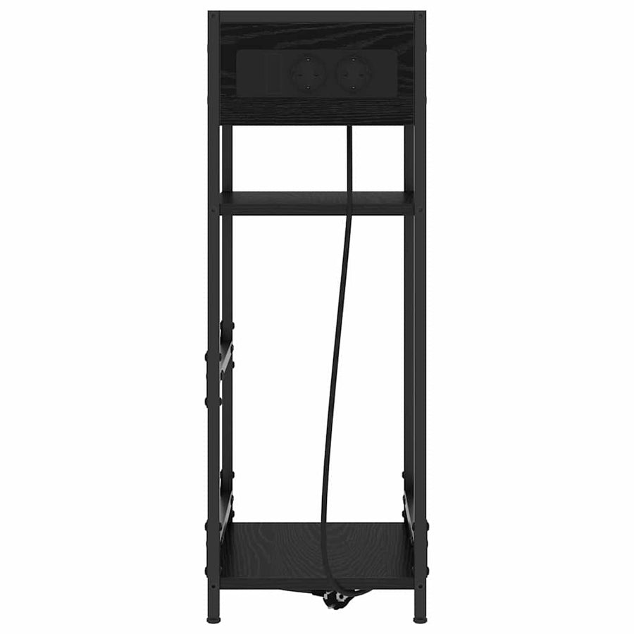 Nachtkastje met lade Zwart eiken 40 x 27 x 76 cm Bewerkt hout